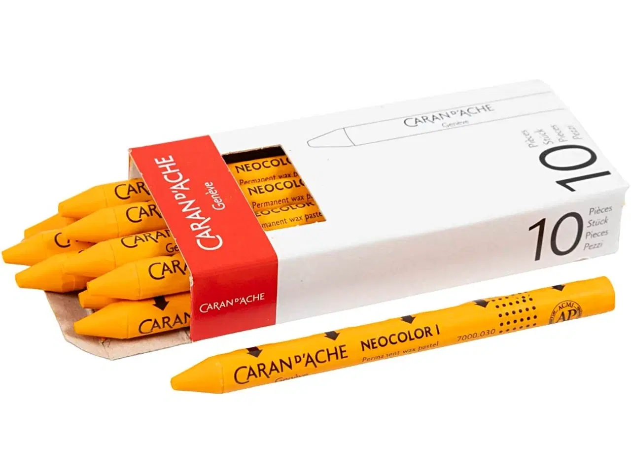 Billede 1 - CARAN D’ACHE Neocolor I, L: 10 cm, tykkelse 8,5 mm, orange (030), 10stk./ 1 pk.