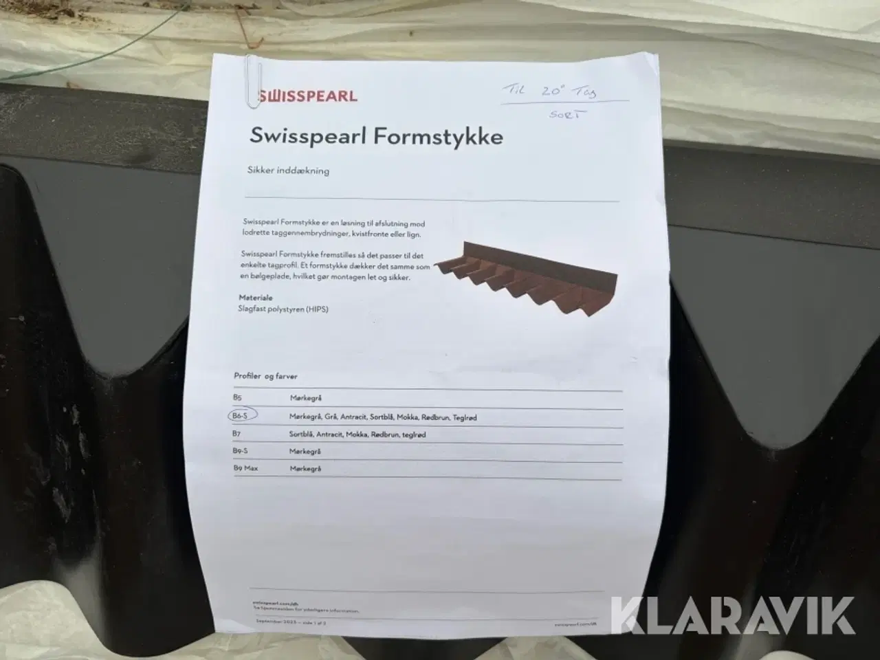 Billede 4 - Formstykker Swisspearl 20 graders tag sort 60 styk