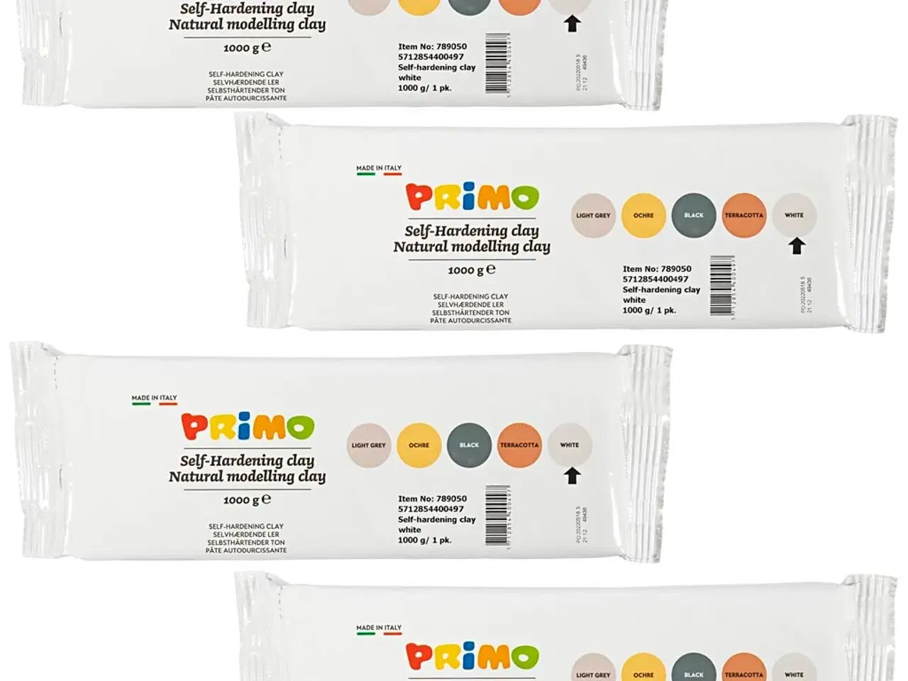 Billede 1 - Selvhærdende Hvid Ler, 4x1000g - Kreativitet Uden Brænding