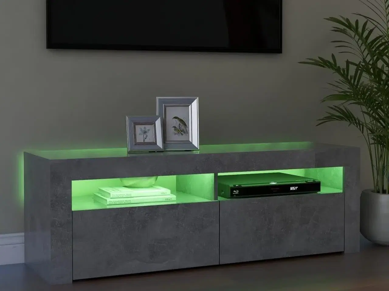 Billede 5 - Tv-bord med LED-lys 120x35x40 cm betongrå