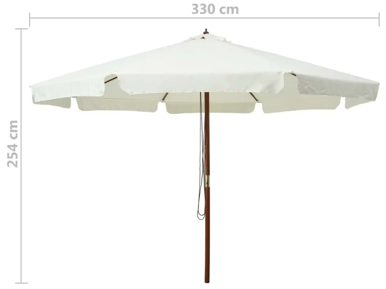 Billede 5 - Udendørs parasol med træstang 330 cm sandhvid