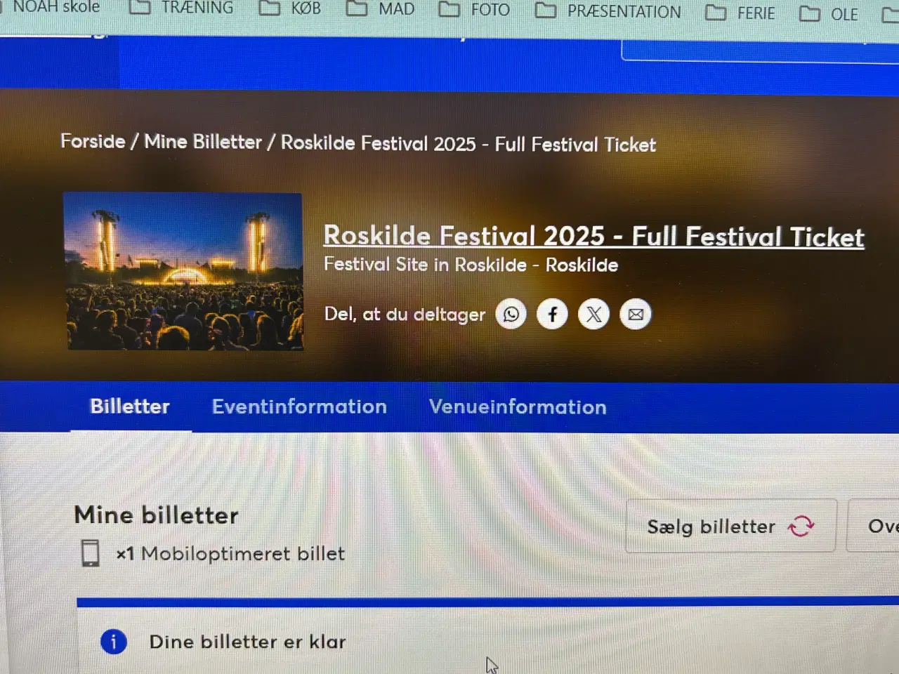 Billede 1 - Roskilde Festival billet (Full Ticket)