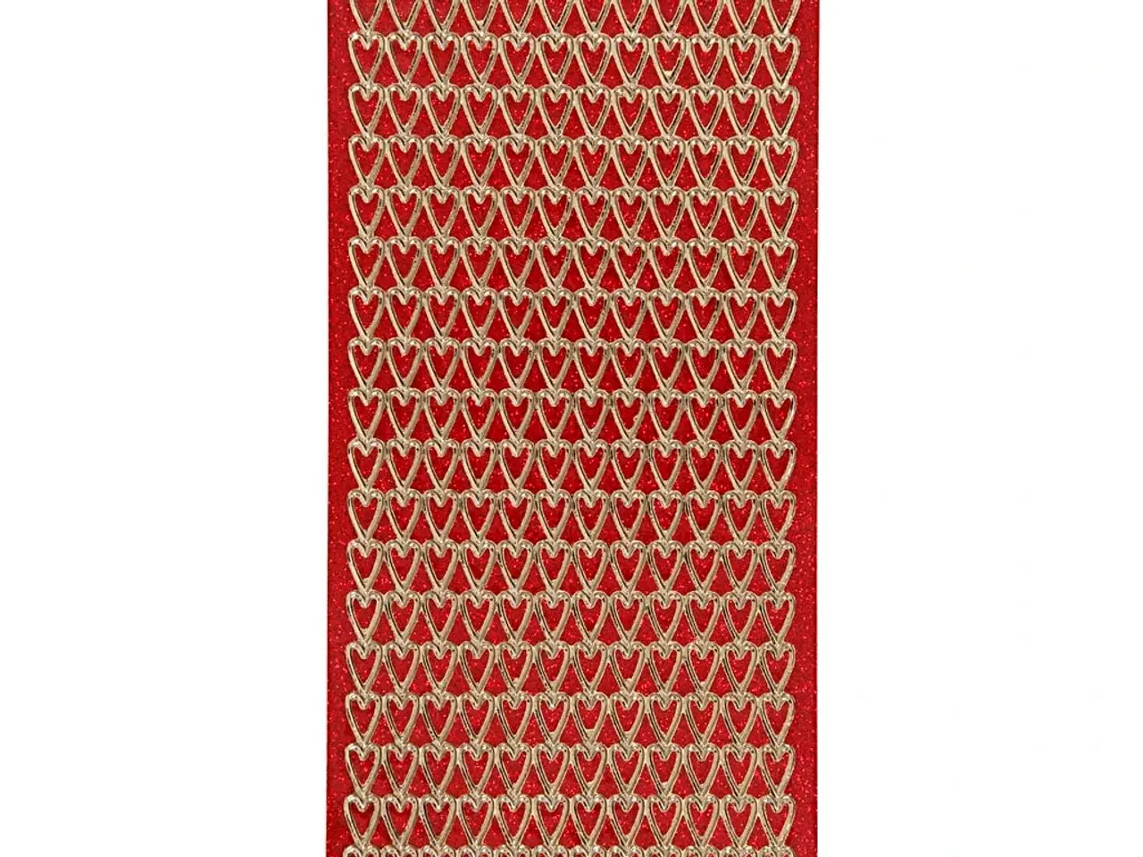 Billede 1 - Selvklæbende Hjerte Stickers - Guld & Rød Glitter, 10x23 cm