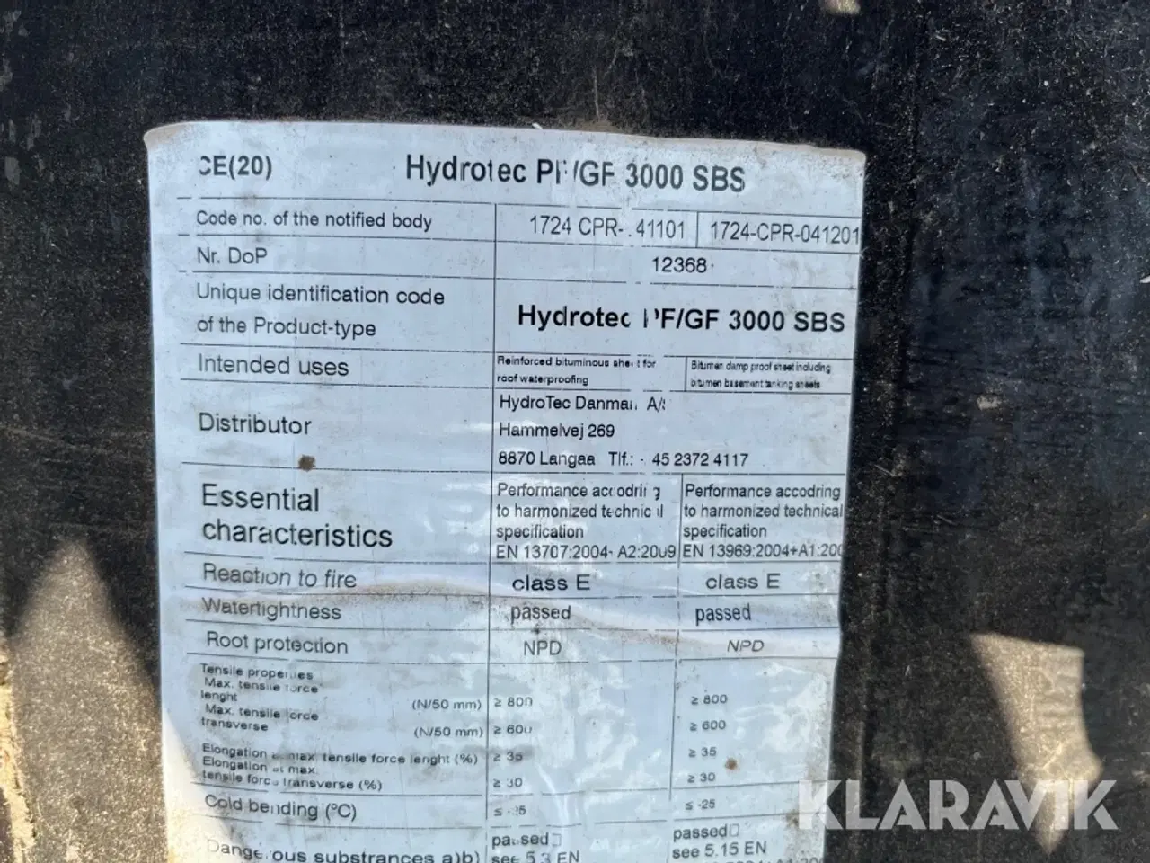 Billede 3 - Tagpap Hydrotec PF/GF 3000 SBS 16 ruller
