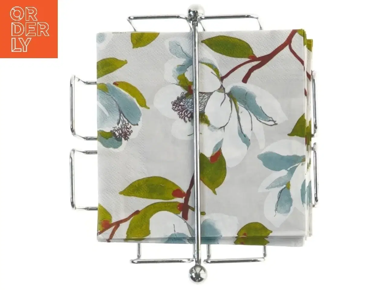 Billede 1 - Serviettholder i metal med servietter (str. 19x19x6 cm)