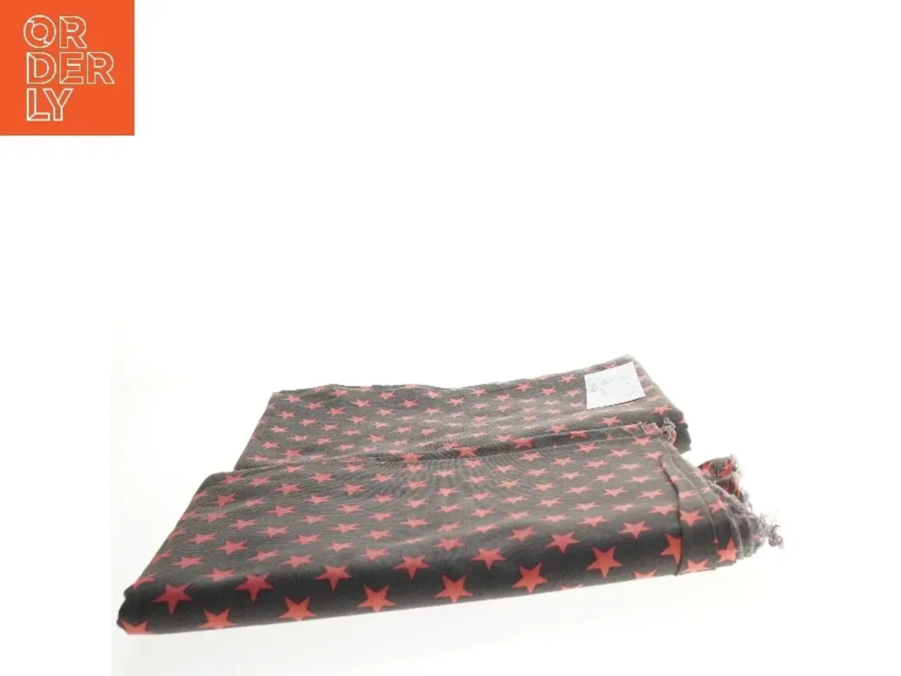 Billede 2 - Sort bomuldslærred med røde stjerner (str. 130 x 190 cm)