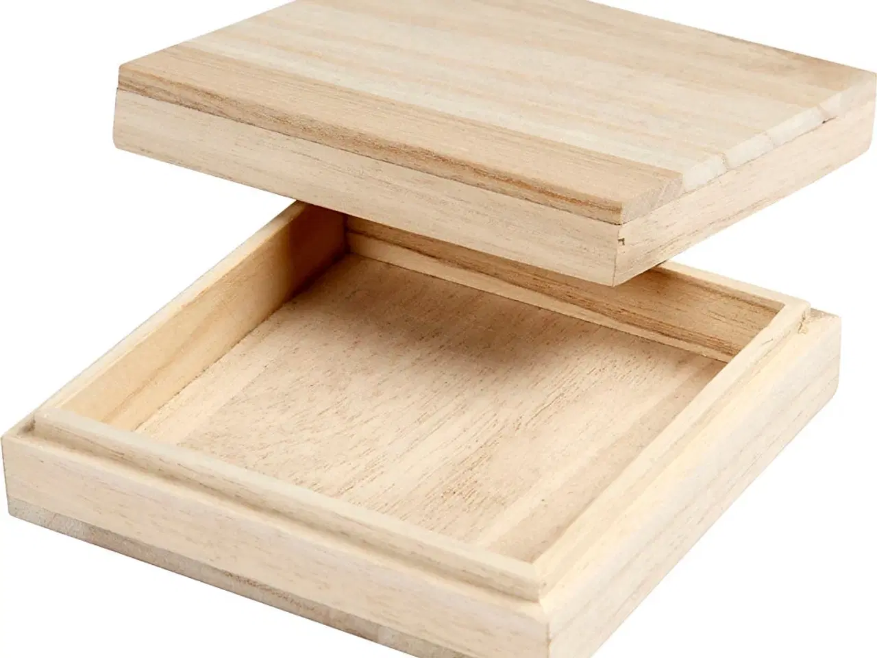 Billede 1 - Elegant opbevaringsæske i lyst træ, 10x10 cm