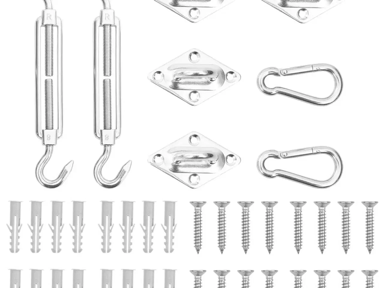 Billede 1 - Fastspændingssæt til solsejl 8 dele rustfrit stål