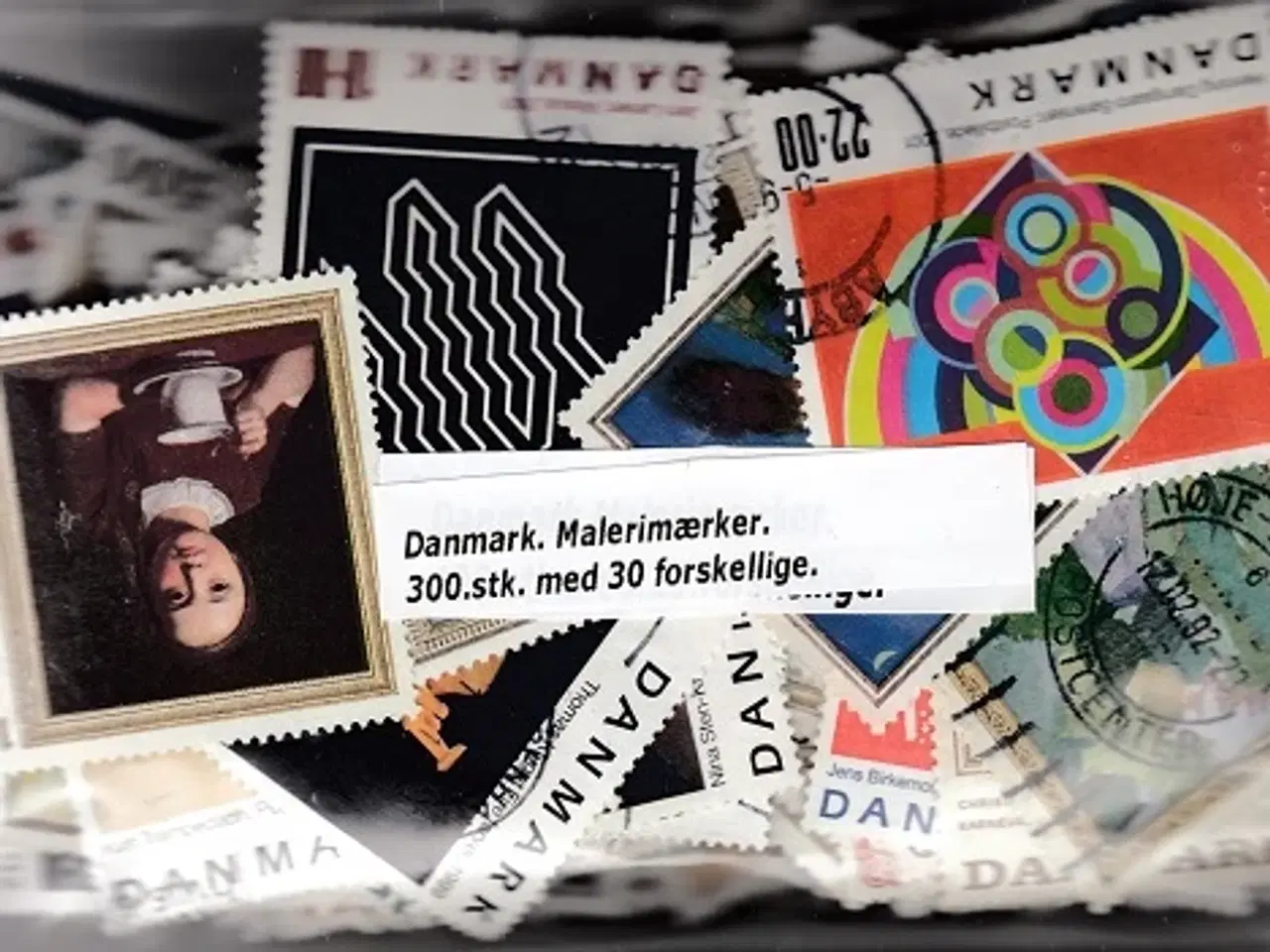 Billede 1 - Danmark. Malerimærker. 300 stk. med 30 forskellige