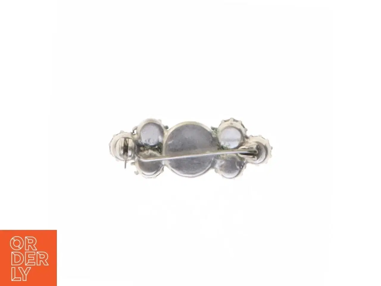 Billede 2 - Sølvbroche med blå sten (str. 3,5 x 1,3 cm)