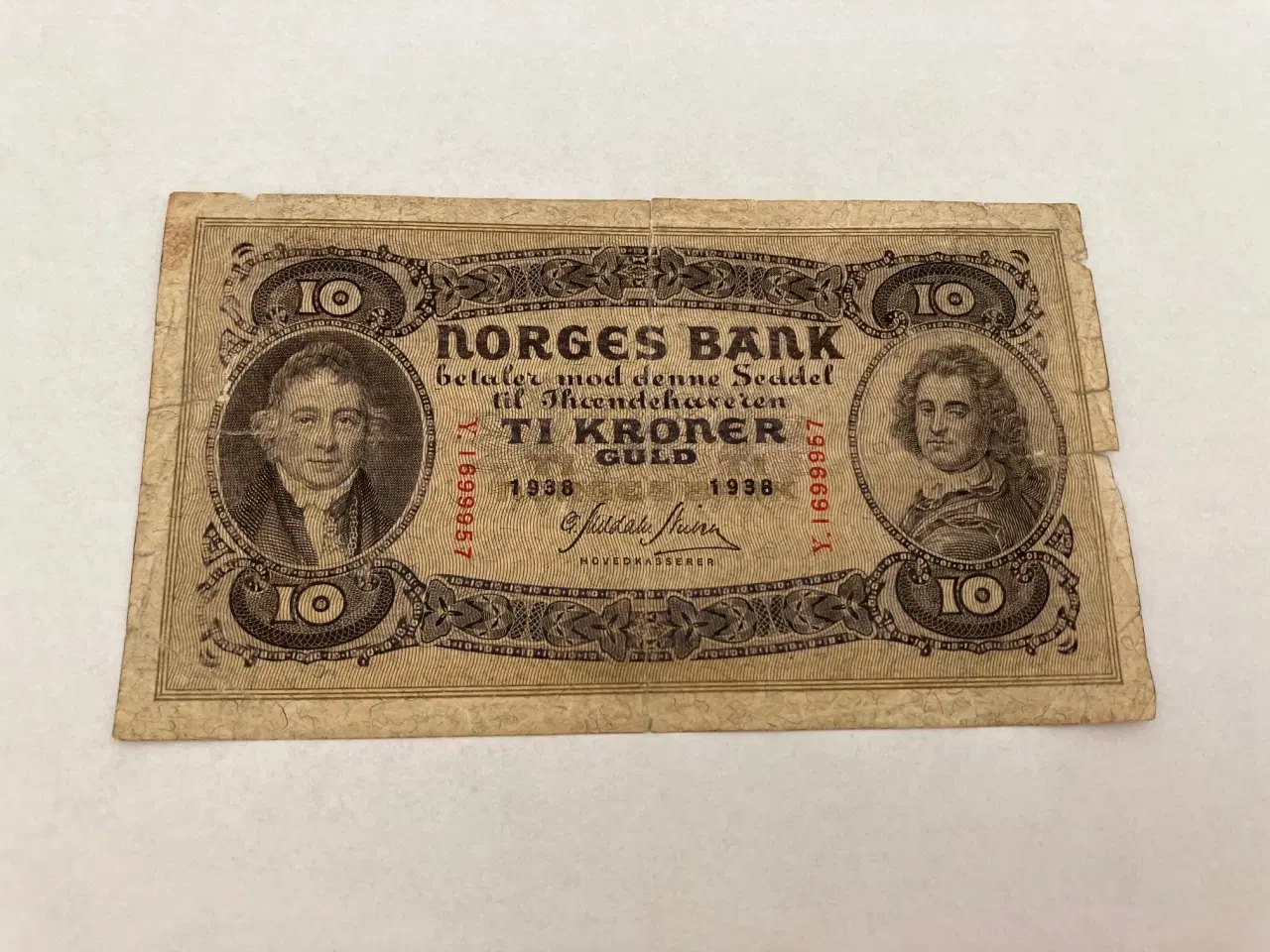 Billede 1 - 10 Kroner 1938 Norge - Meget slidt