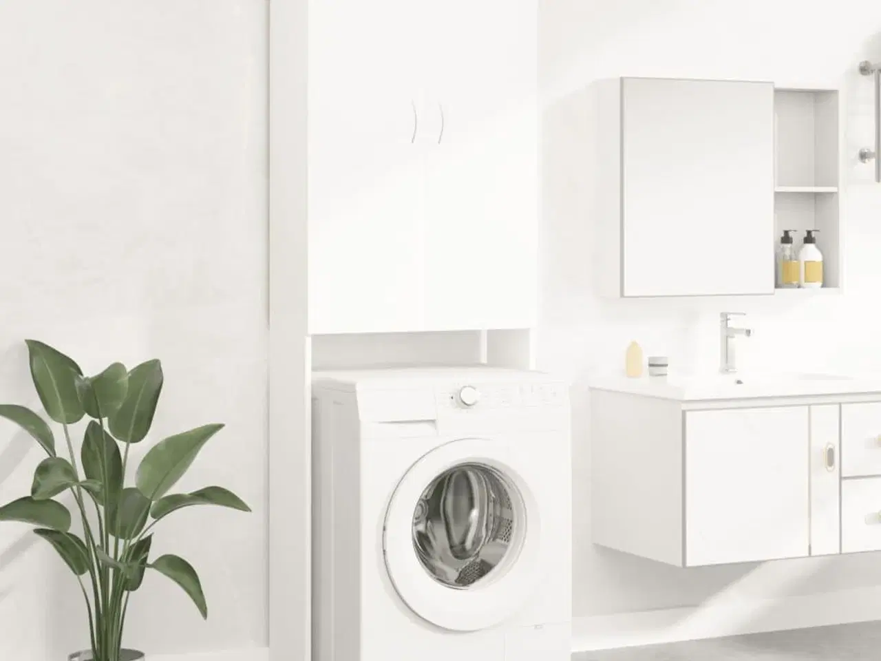 Billede 1 - Badeværelsesskab til vaskemaskine 64x25,5x190 cm hvid
