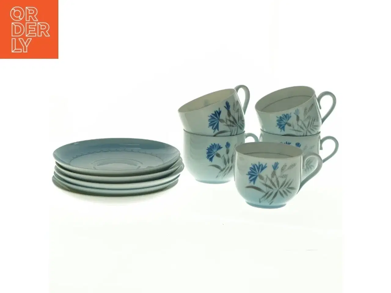 Billede 1 - Stel med kopper og underkopper, Blå kornblomst, demeter fra Bing Og Grøndahl (str. Diameter 13,5 cm h 7 cm)