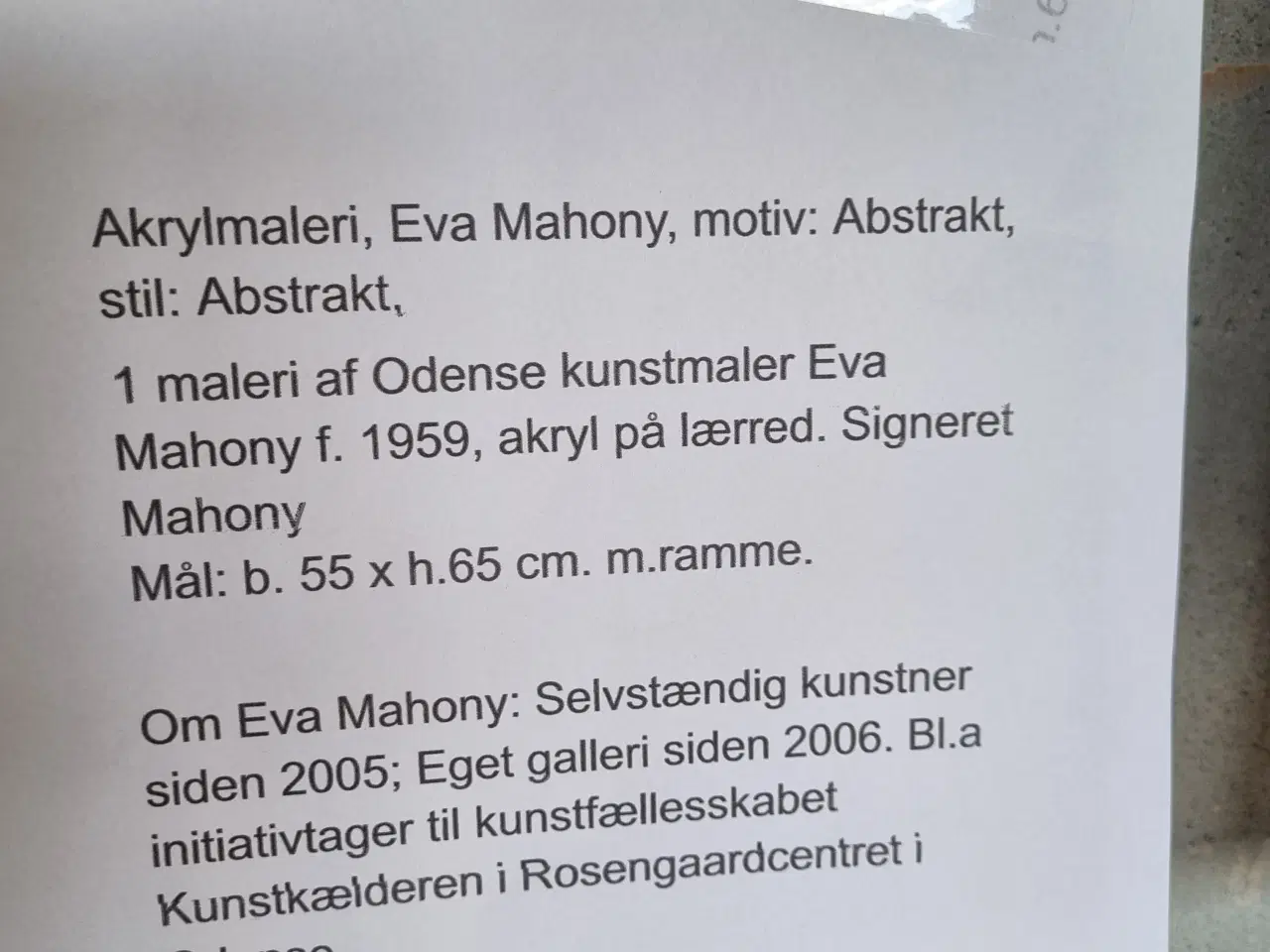 Billede 3 - Mahoney maleri