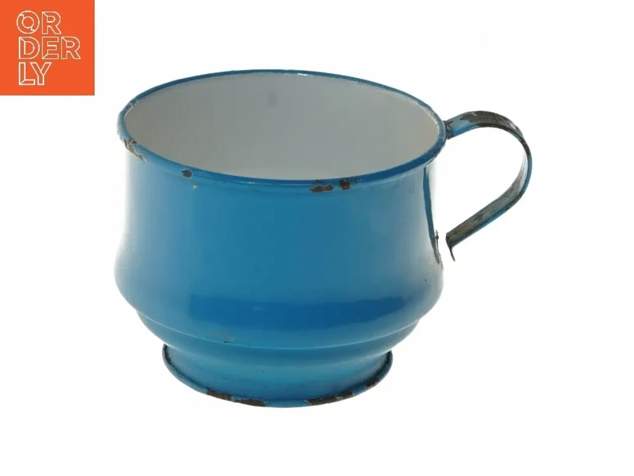 Billede 1 - Blå emaljekrus (str. Ø 11 cm længde 8 cm)