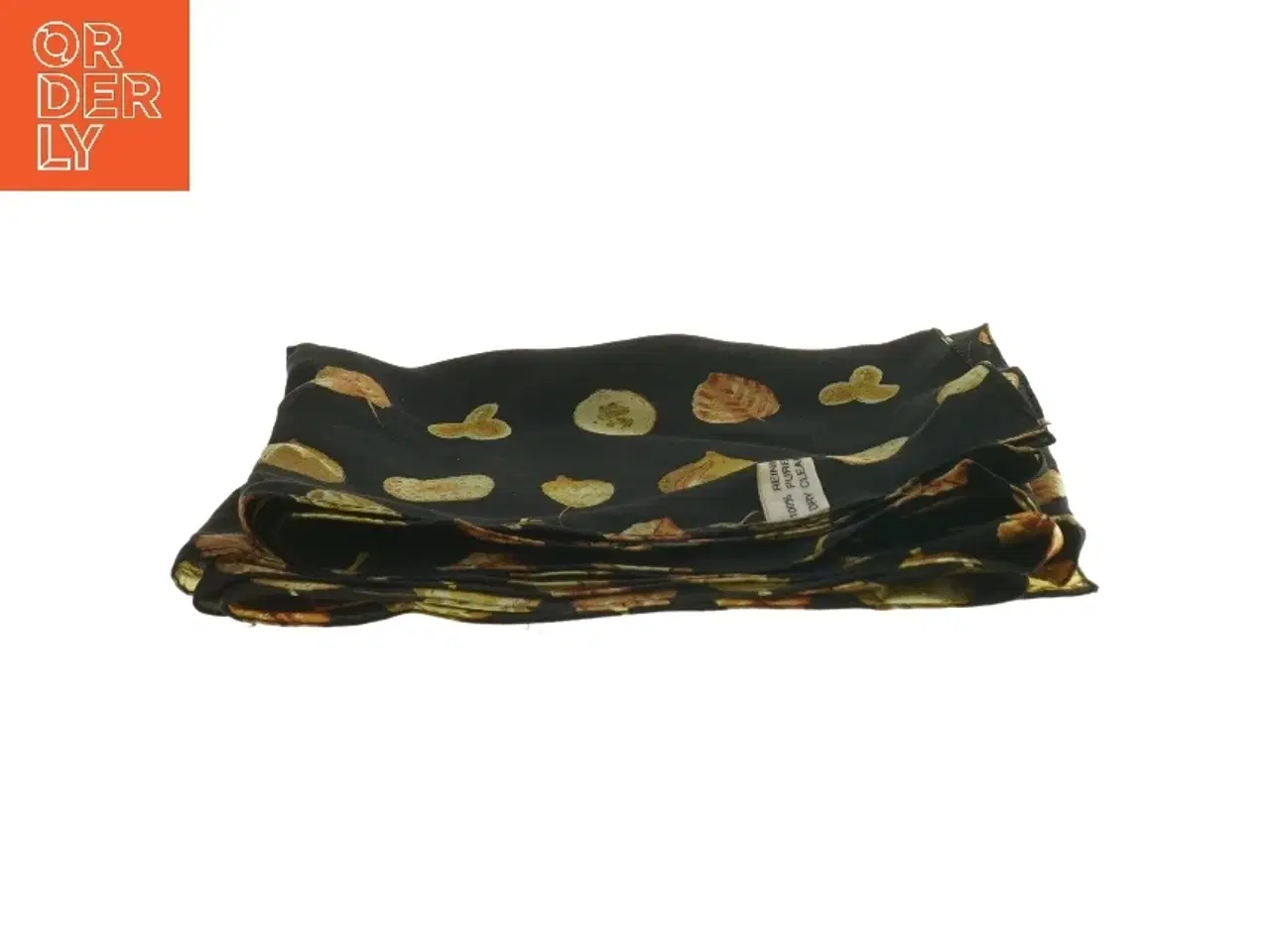 Billede 2 - Silke Tørklæde med bladmotiv (str. 35x38 cm)
