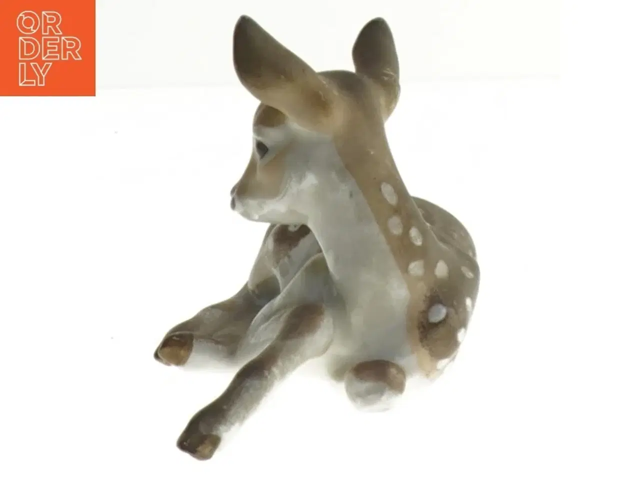 Billede 2 - Keramikfigur af en siddende rådyr (str. 12,5x6,5 cm)