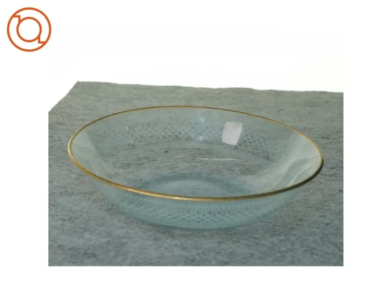 Billede 1 - Glasskål med Blonde Dekoration og Guldkant (str. 22 x 5 cm)