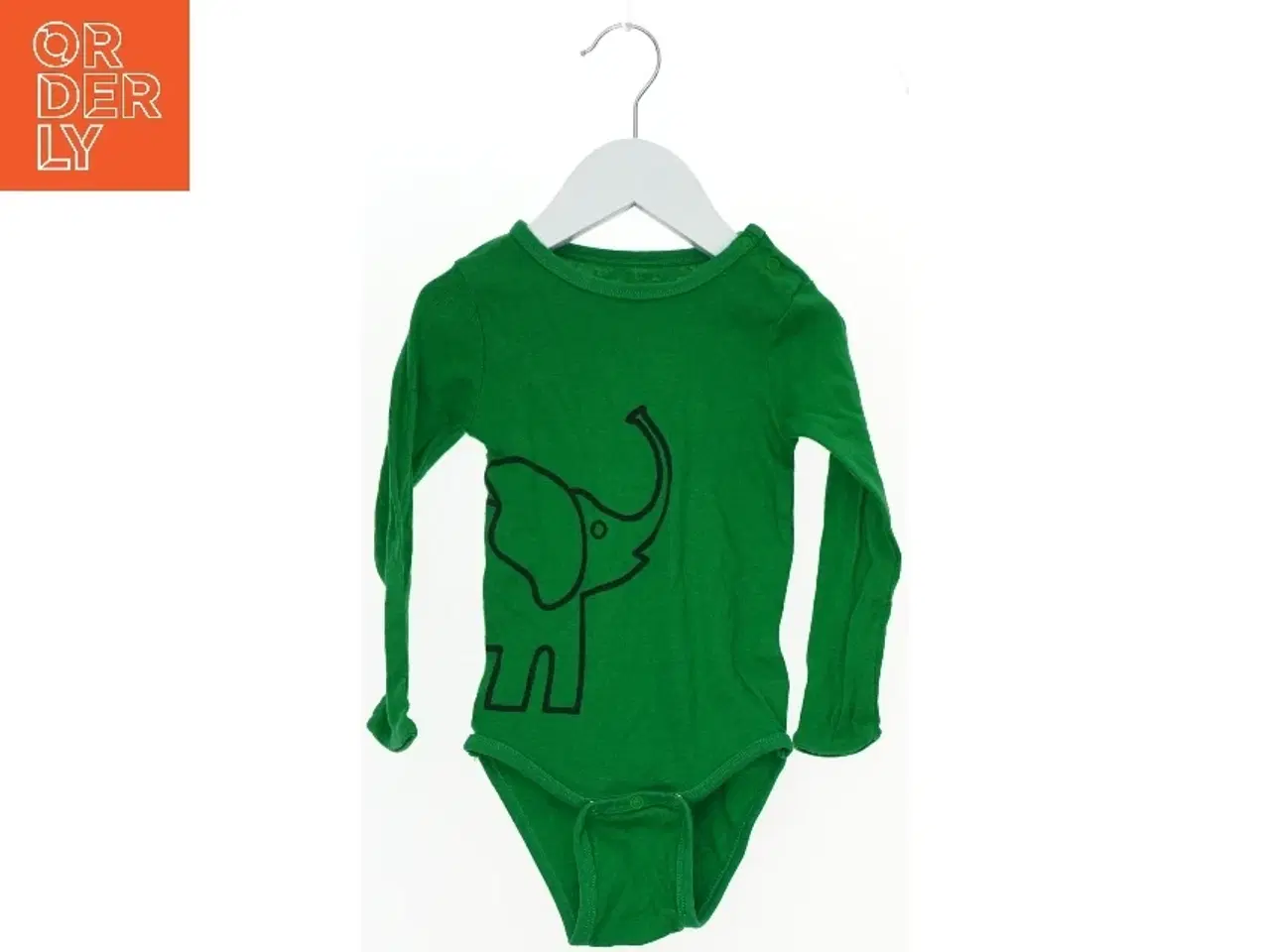 Billede 1 - Grøn langærmet bodystocking med elefantmotiv fra Mads & Mette (str. 98)