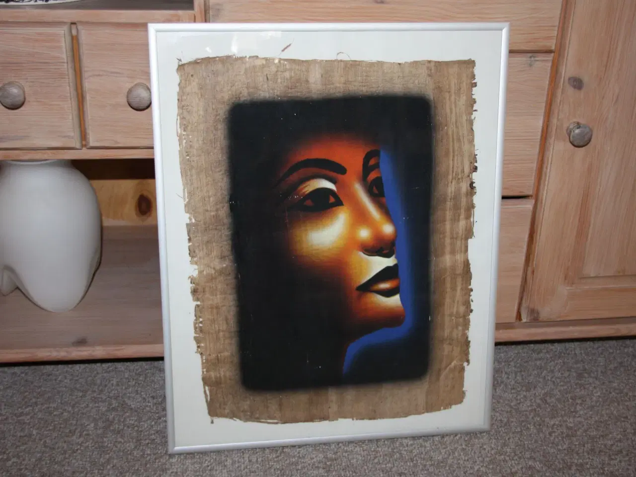 Billede 1 - Egyptisk Papyrus i ramme med glas 51 cm x 41 cm