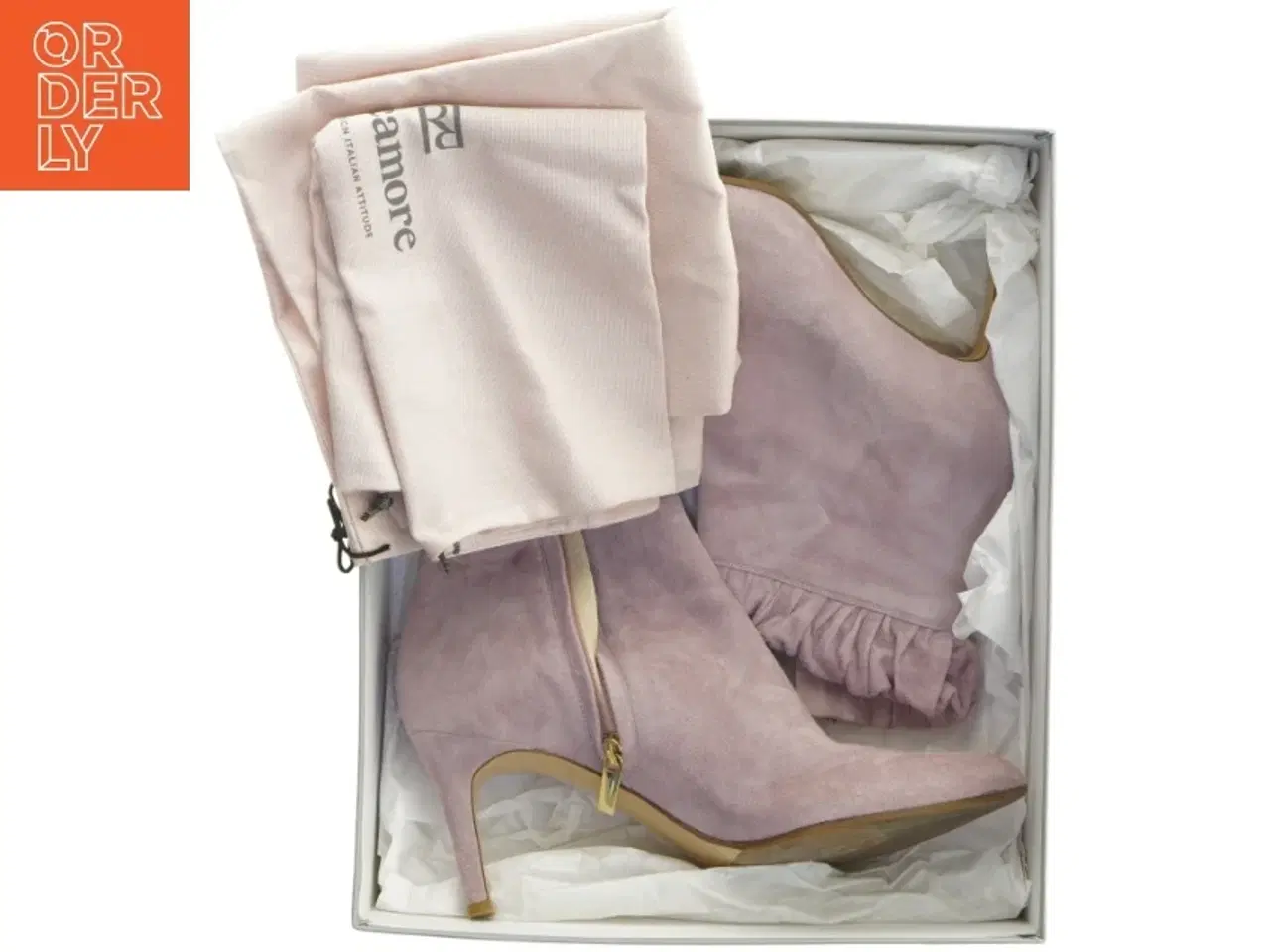 Billede 6 - Lyserød ruskindsstøvletter med hæl fra Roccamore (str. 39 )