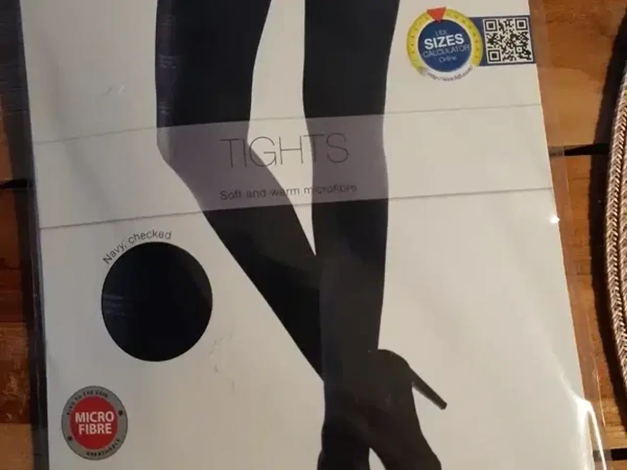 Billede 1 - Str. 42/44 Esmara, blå ternet Tights strømpebukser