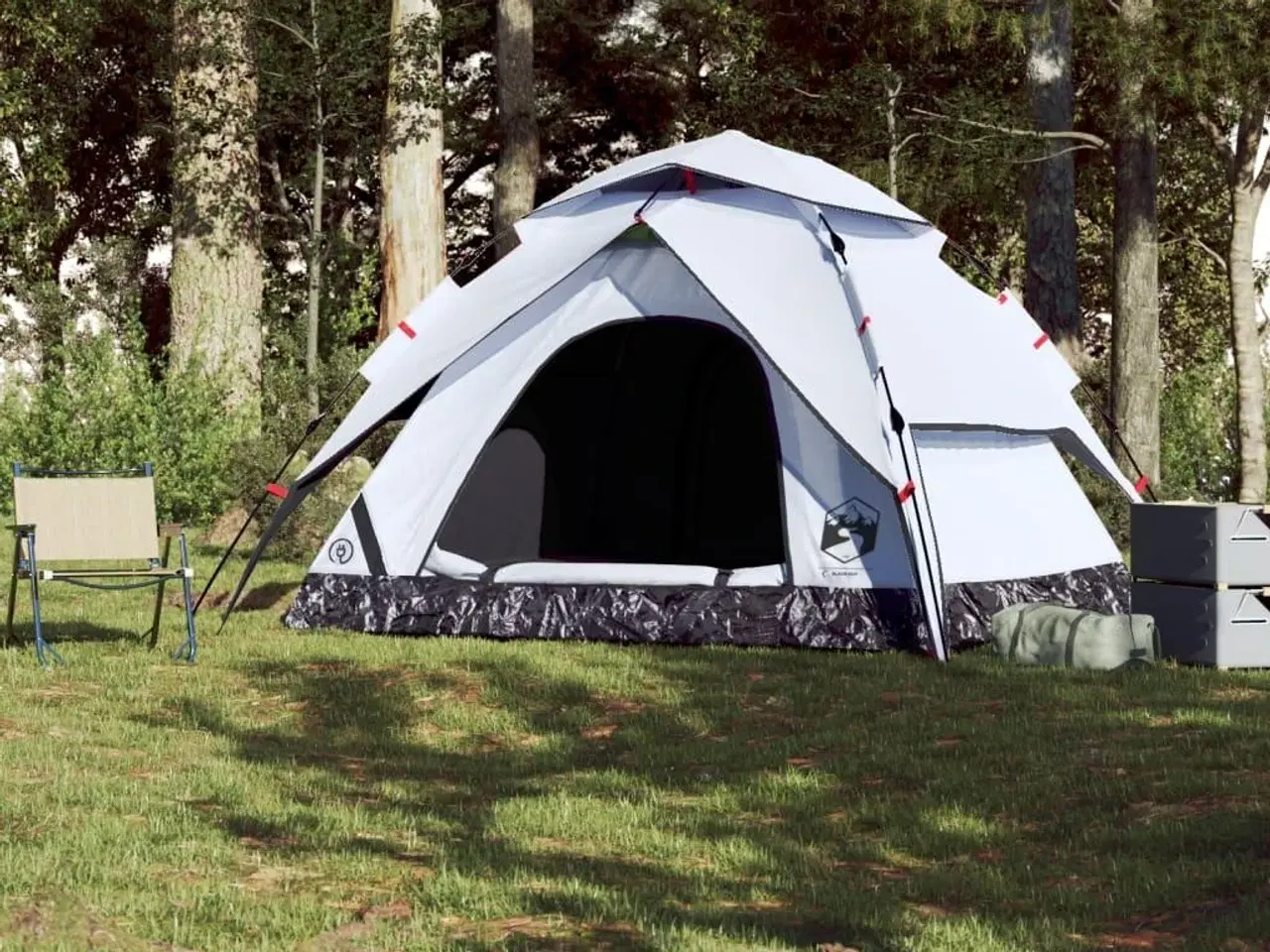 Billede 3 - 5-personers campingtelt kuppel quick-release mørklægning hvid