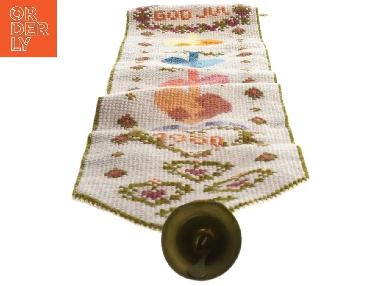 Billede 3 - Klokkestreng med julehjerter og klokke (str. 60x12,5 cm)