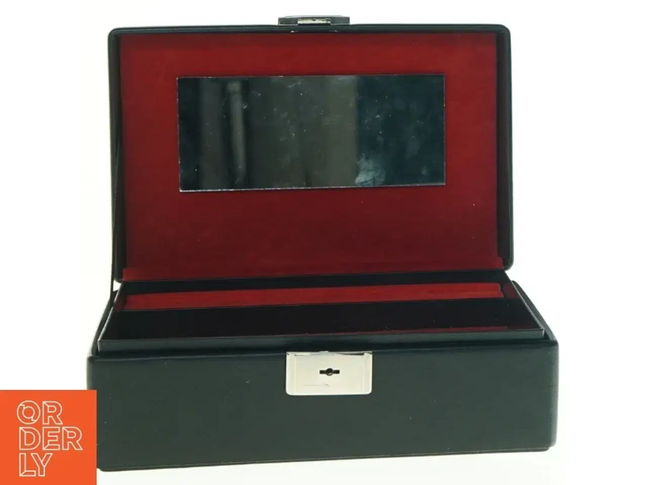 Billede 1 - Sort smykkeskrin med spejl (str. 20 x 13 x 7 cm)