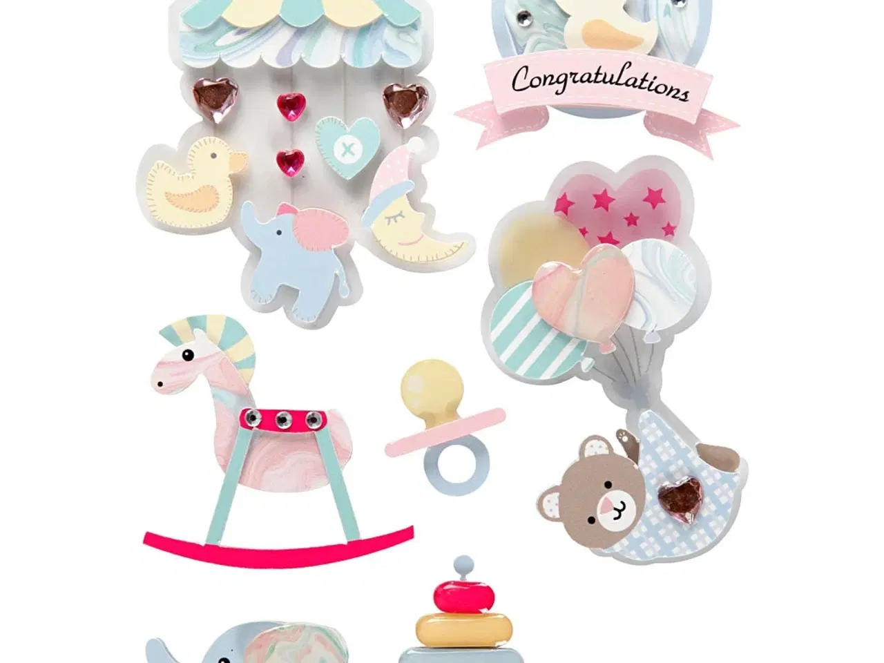 Billede 1 - 3D Stickers, baby, H: 25-70 mm, B: 20-55 mm, tykkelse 7 mm, 8stk./ 1 pk.