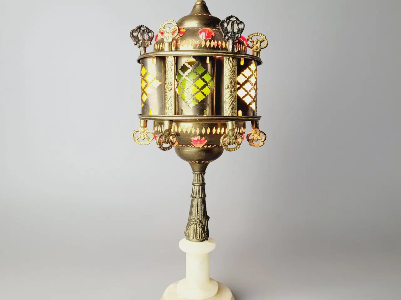 Billede 2 - ⭐️· Vintage Bordlampe i Messing med Onyxfod