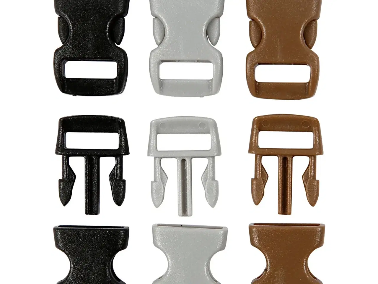 Billede 1 - Kliklås, L: 29 mm, B: 15 mm, hulstr. 3x11 mm, sort, brun, grå, 100stk./ 1 pk.