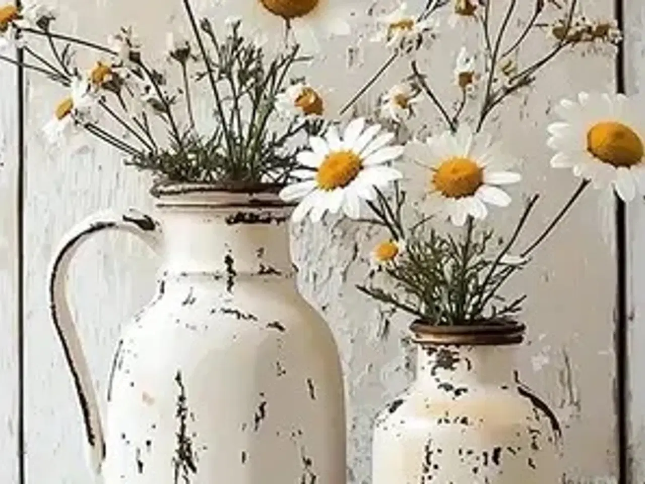 Billede 1 - * Lærredsmaleri/tryk; Smukke blomster/Tusindfryd