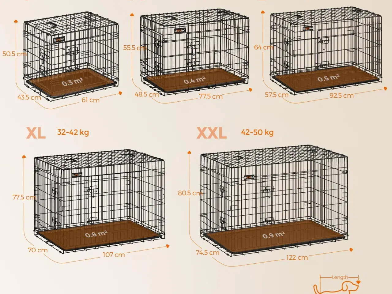 Billede 5 - Foldbart hundebur, XL 107 cm med 2 døre – sort (PPD42H)