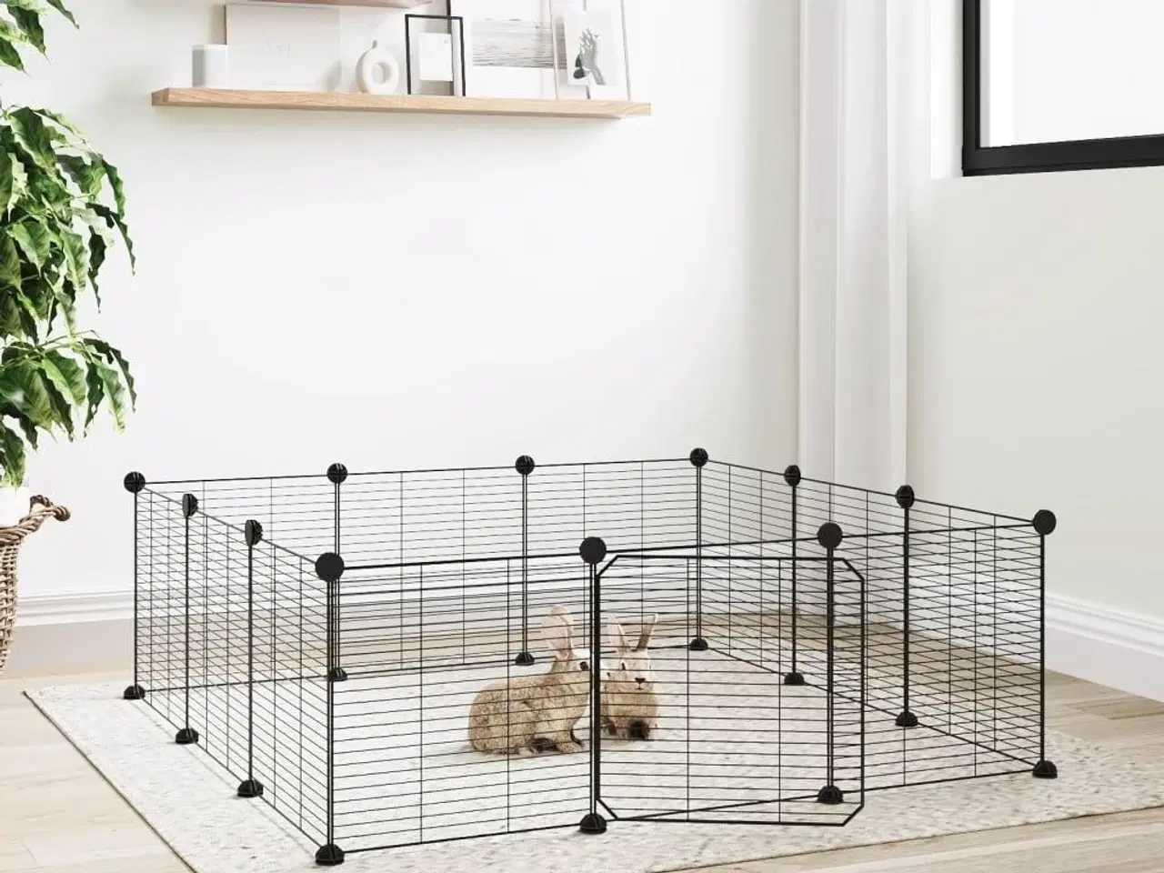 Billede 1 - Kæledyrsbur med 12 paneler og dør sort 35x35 cm stål