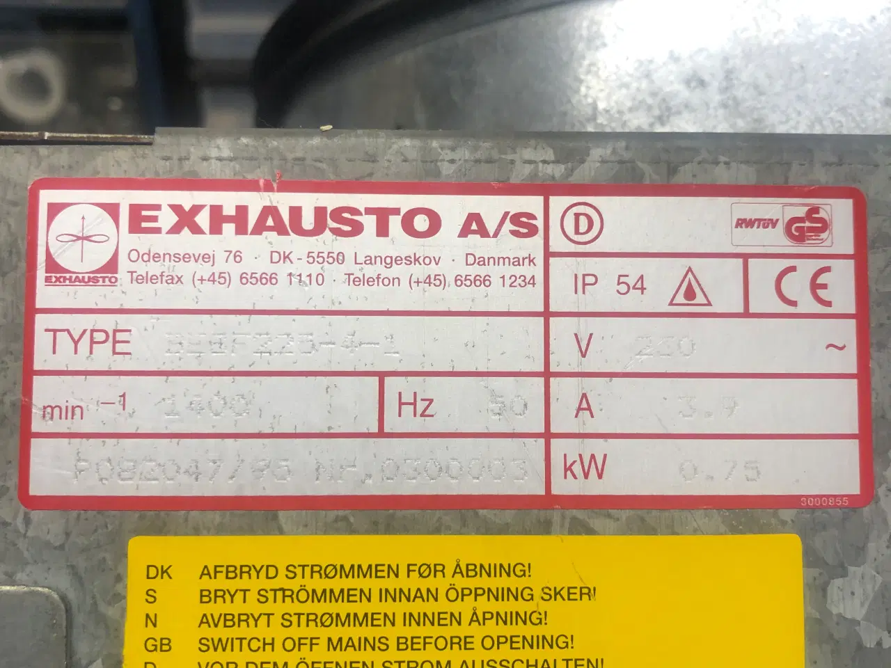 Billede 1 - Exhausto type:BESF225-4-1 Ventilation