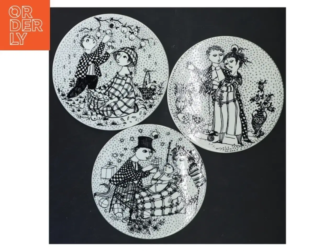 Billede 1 - Oktober, november og december platter fra Bjørn Wiinblad (str. Ø 15 cm)