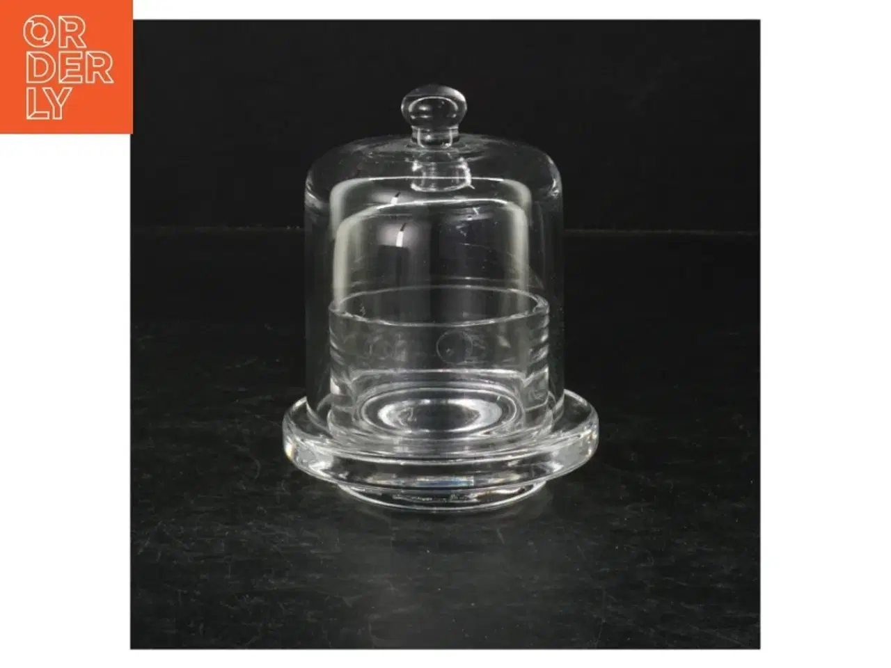 Billede 1 - Glas osteklokke med underfad fra Lyngby glas (str. Ø. 10 cm. længde, 13 cm)