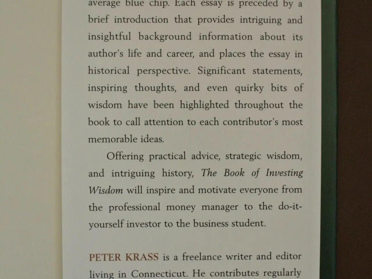 Billede 3 - the book of investing wisdom, edited by peter kras