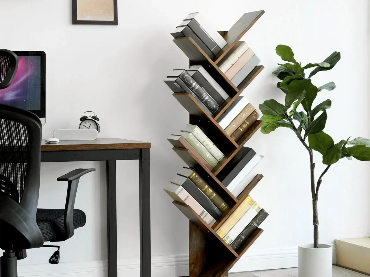 Billede 4 - Bogreol gulv Tree Bookshelf, 8 hylder, rustik brun