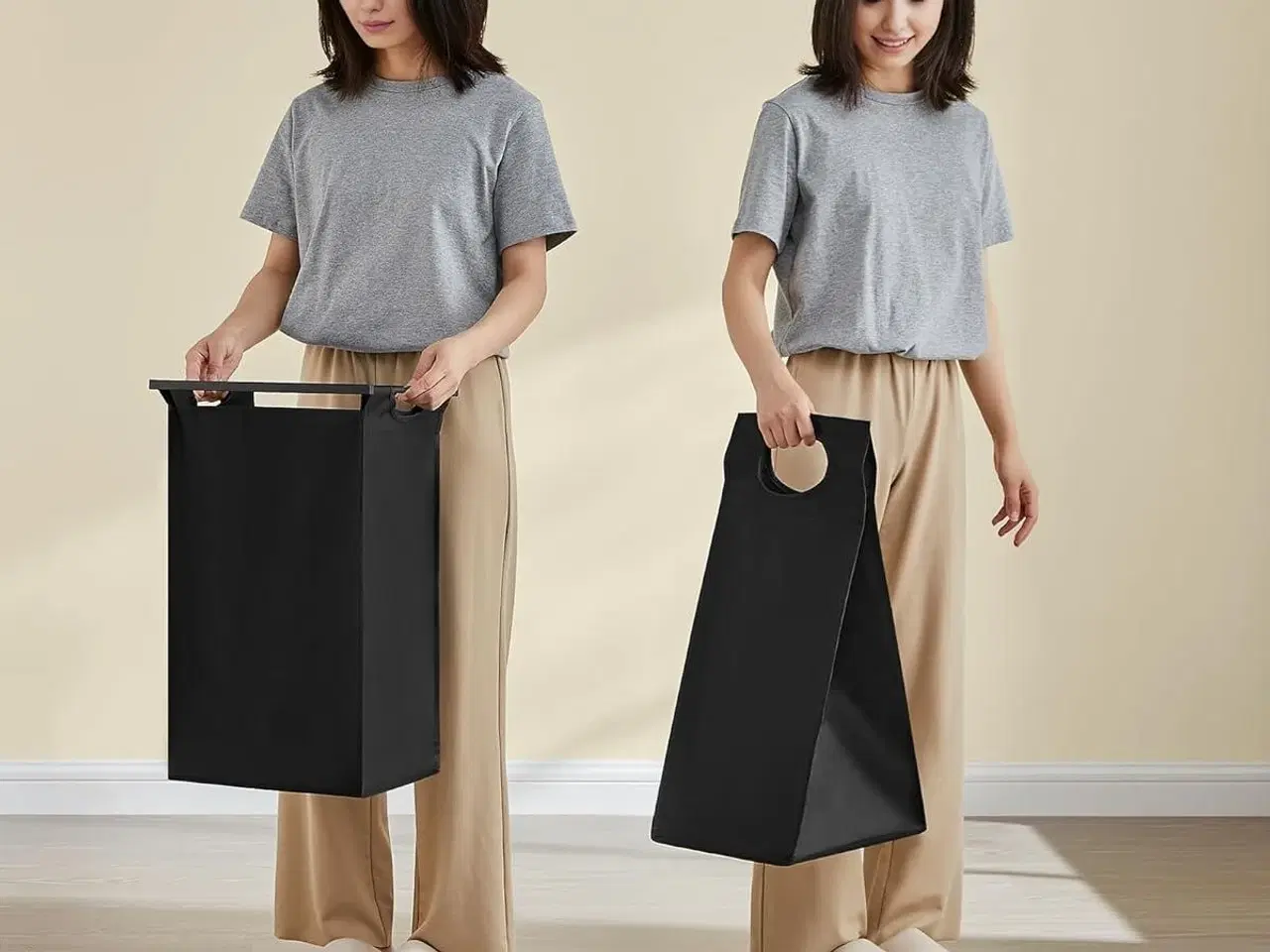 Billede 2 - Vasketøjskurv med 4 rum udtræk og aftagelige poser, sorteringssystem med hylde, metalramme, 4 × 40 l, 116 × 33 × 72 cm, rustik brun/sort