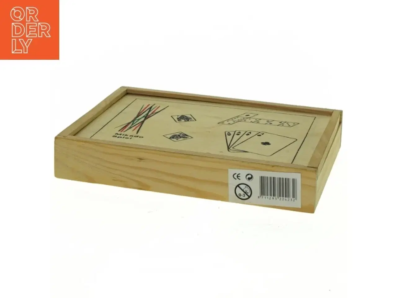 Billede 3 - Træspilæske med mikado og dominospil (str. 19 x 14 cm)