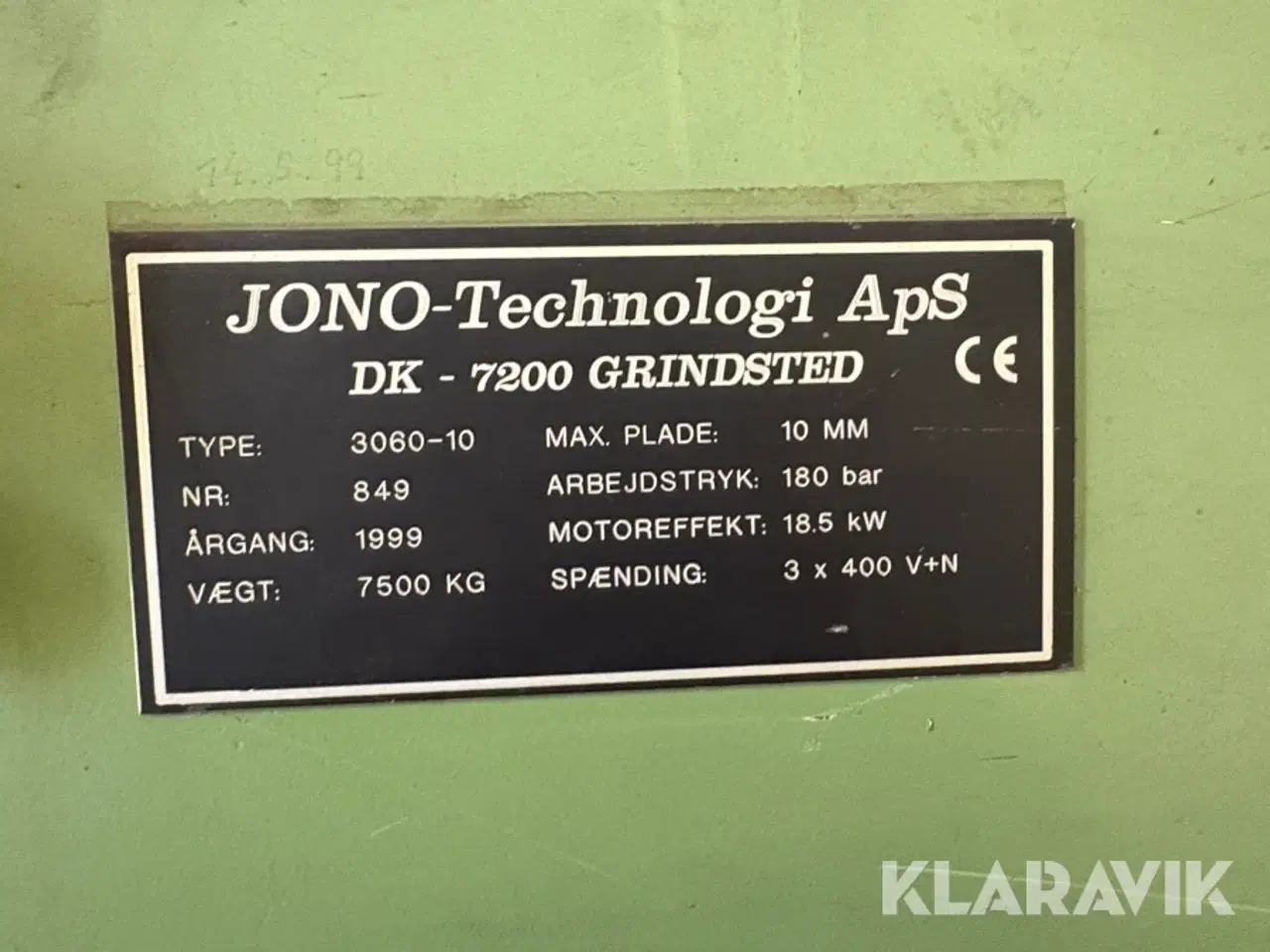 Billede 5 - Hydraulisk pladesaks Jono 3060-10
