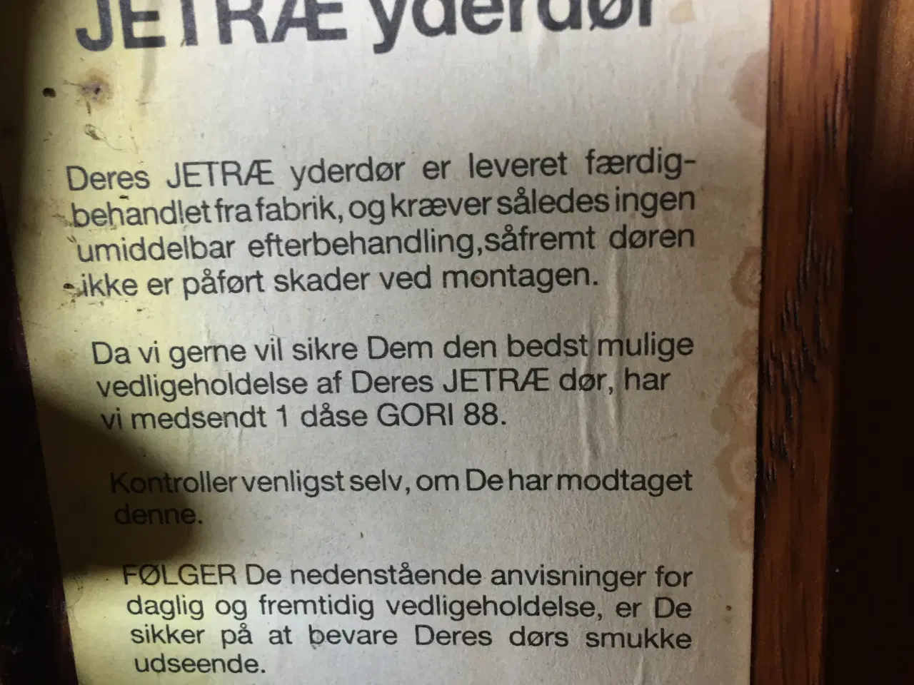 Billede 3 - Hoveddør i træ mærket JETTRÆ