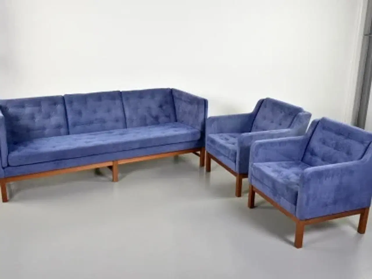 Billede 1 - Erik jørgensen ej 315 sofa og 2 stole med blå polster