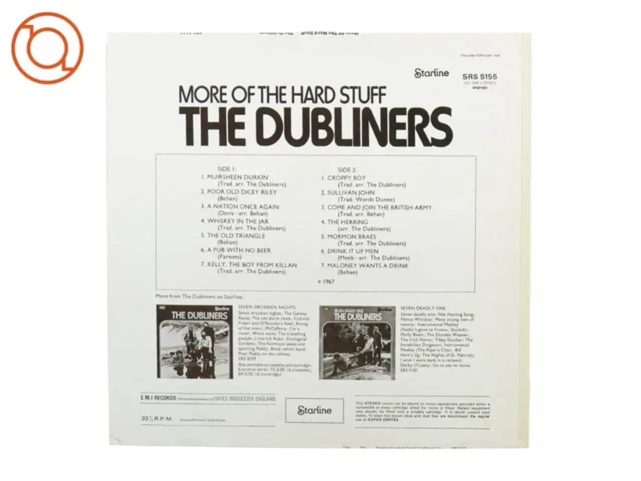 Billede 2 - The Dubliners - More of the hard stuff (LP) fra Star Line (str. 30 cm)