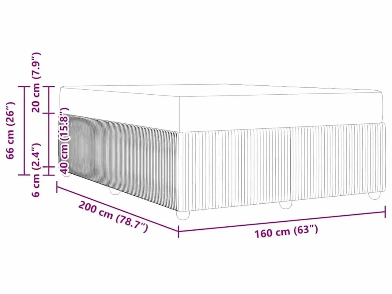 Billede 7 - Sengestel med madras Creme 160 x 200 cm Stof