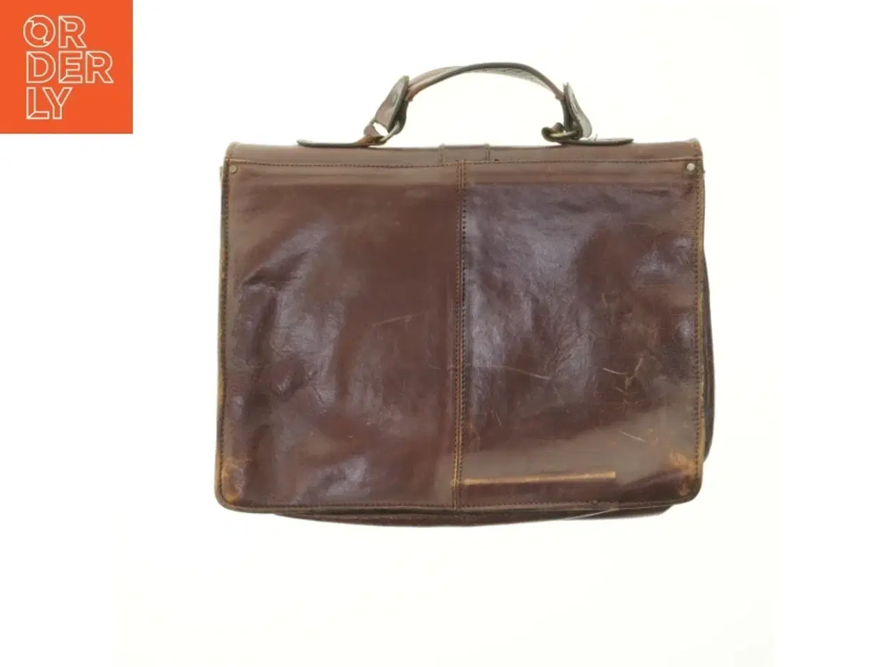 Billede 2 - Vintage brun lædertaske (str. 39x32 cm)