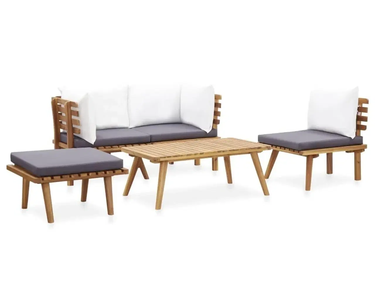 Billede 2 - Loungesæt til haven 5 dele massivt akacietræ