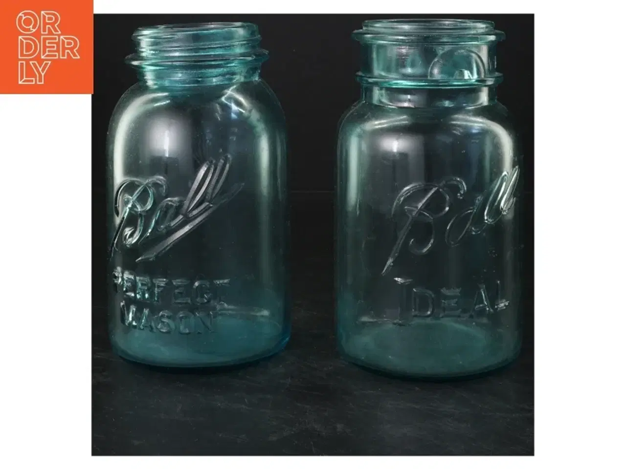 Billede 1 - Blå glas Ball krukker (str. 17,5x9,5 cm)